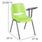 Flash Furniture Green Ergonomic Shell Chair with Left Handed Flip-Up Tablet Arm, PK5 5-RUT-EO1-GN-LTAB-GG - alternate 3